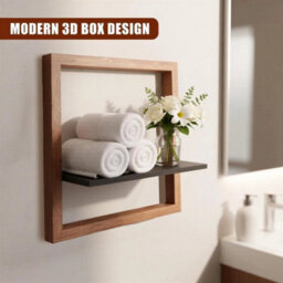 Wall Mounted Square Floating Shelf 3D Box Wood Picture Ledge Decorative Display - thumbnail 5