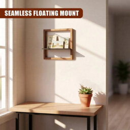 Wall Mounted Square Floating Shelf 3D Box Wood Picture Ledge Decorative Display - thumbnail 6