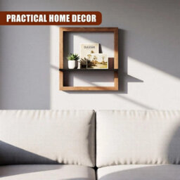 Wall Mounted Square Floating Shelf 3D Box Wood Picture Ledge Decorative Display - thumbnail 2