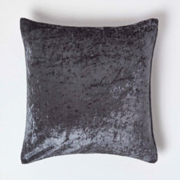 Homescapes Dark Grey Luxury Crushed Velvet Cushion Cover, 45 X 45 Cm