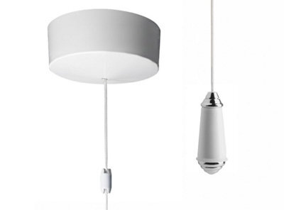 Taps2Traps White Bathroom Ceiling Light Pull Cord Switch 2 Way 6A With Chrome/white Traditional Porcelain Pendant - image 1
