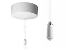 Taps2Traps White Bathroom Ceiling Light Pull Cord Switch 2 Way 6A With Chrome/white Traditional Porcelain Pendant - thumbnail 2