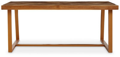 Orsina Natural Teak Wood Base Dining Table, Outdoor Dining Table For Garden, Picnic, Rectangle Dining Table - image 1