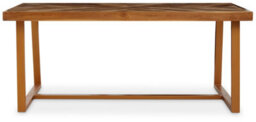 Orsina Natural Teak Wood Base Dining Table, Outdoor Dining Table For Garden, Picnic, Rectangle Dining Table