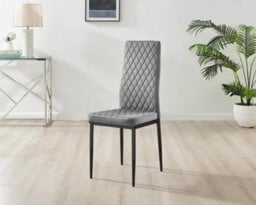 Furniturebox Uk Koko Walnut Effect Round Dining Table & 4 Grey Velvet Milan Black Leg Chairs - thumbnail 9