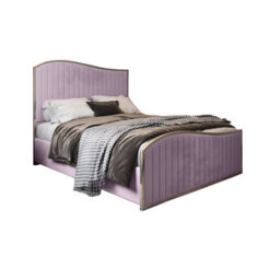 Brixton Upholstered Soft Velvet Metal Pink Bed Frame - thumbnail 5