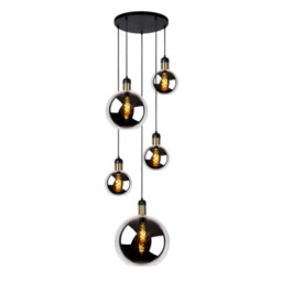 Lucide Julius Vintage Cluster Pendant Light - 5Xe27 - Smoke Grey - thumbnail 2