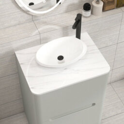 Royal Bathrooms Venice 600mm Dove Grey Freestanding Bathroom Countertop Vanity Unit 2 Drawer With Nova Basin - thumbnail 6