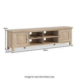 Farro Washed Oak 180Cm Extra Large Tv Unit - Fully Assembled - Painted With Oak Top By Roseland Furniture - thumbnail 9