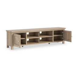 Farro Washed Oak 180Cm Extra Large Tv Unit - Fully Assembled - Painted With Oak Top By Roseland Furniture - thumbnail 4