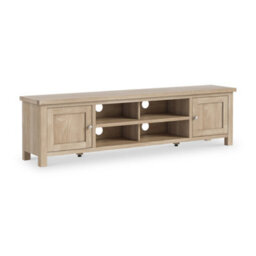 Farro Washed Oak 180Cm Extra Large Tv Unit - Fully Assembled - Painted With Oak Top By Roseland Furniture