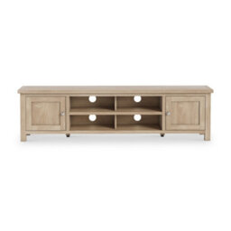 Farro Washed Oak 180Cm Extra Large Tv Unit - Fully Assembled - Painted With Oak Top By Roseland Furniture - thumbnail 3