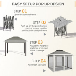 Outsunny Pop Up Gazebo Height Adjustable Canopy Tent W/ Carrying Bag, Dark Grey - thumbnail 5