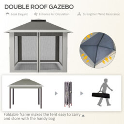 Outsunny Pop Up Gazebo Height Adjustable Canopy Tent W/ Carrying Bag, Dark Grey - thumbnail 4