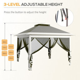 Outsunny Pop Up Gazebo Height Adjustable Canopy Tent W/ Carrying Bag, Dark Grey - thumbnail 6