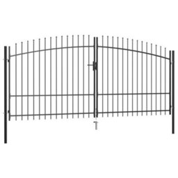Walplus Black Double Door Fence Gate With Spear Top 400X225 Cm (Includes Keys) - thumbnail 2