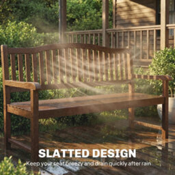 Outsunny Wood Garden Loveseat Bench With Liftable Table, Cover, Light Brown - thumbnail 8