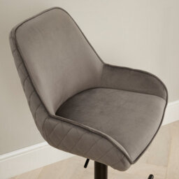The Furniture Market Savoy Storm Grey Velvet Adjustable Bar Stool Black Painted Base Swivel 360 Diamond Quilted Back Kitchen & Bar Top Use - thumbnail 5