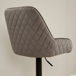 The Furniture Market Savoy Storm Grey Velvet Adjustable Bar Stool Black Painted Base Swivel 360 Diamond Quilted Back Kitchen & Bar Top Use - thumbnail 6