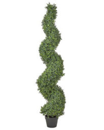 Beliani 158Cm Potted Spiral Artificial Tree With Iron Frame And Green Leaves - Indoor And Sheltered Outdoor Decor - thumbnail 1