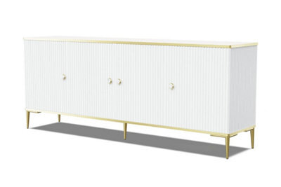 Arte Petra Sideboard Cabinet In White - Elegant Design With Gold Metal Legs & Ample Storage - W1800mm X H550mm X D350mm - image 1