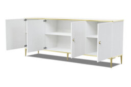 Arte Petra Sideboard Cabinet In White - Elegant Design With Gold Metal Legs & Ample Storage - W1800mm X H550mm X D350mm - thumbnail 2