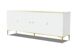 Arte Petra Sideboard Cabinet In White - Elegant Design With Gold Metal Legs & Ample Storage - W1800mm X H550mm X D350mm