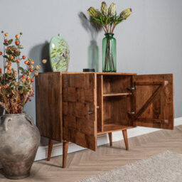 Elm Home And Products Elm Home And Garden 2 Door Sideboard  2 Shelves - Solid Mango Wood - No Veneer 80Cm High X 97Cm Wide X 38Cm Deep - thumbnail 1