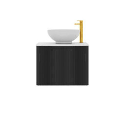 Royal Bathrooms Avenza 600mm Matt Obsidian Black Wall Hung Bathroom Countertop Vanity Unit 1 Drawer With Breeze Basin - thumbnail 6