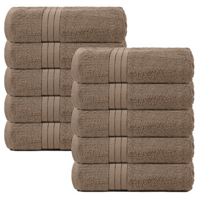 Ohs 10 Pack Of 100% Cotton Bath Towel, 70 X 115Cm - Mocha - image 1