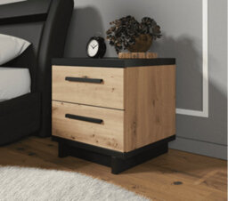 Arte Ines 08 Chic Bedside Table - Oak Artisan With Dual Drawers - W450mm X H460mm X D400mm - thumbnail 2