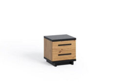 Arte Ines 08 Chic Bedside Table - Oak Artisan With Dual Drawers - W450mm X H460mm X D400mm - thumbnail 1
