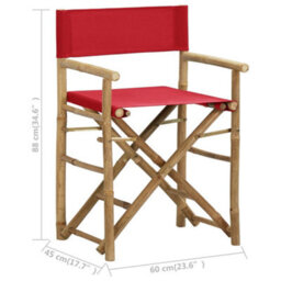 Berkfield Folding Director's Chairs 2 Pcs Red Bamboo And Fabric - thumbnail 9