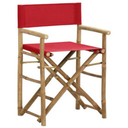 Berkfield Folding Director's Chairs 2 Pcs Red Bamboo And Fabric - thumbnail 2
