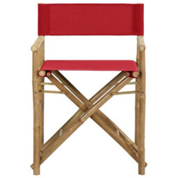 Berkfield Folding Director's Chairs 2 Pcs Red Bamboo And Fabric - thumbnail 3