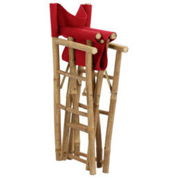 Berkfield Folding Director's Chairs 2 Pcs Red Bamboo And Fabric - thumbnail 6