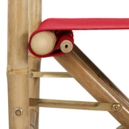 Berkfield Folding Director's Chairs 2 Pcs Red Bamboo And Fabric - thumbnail 7