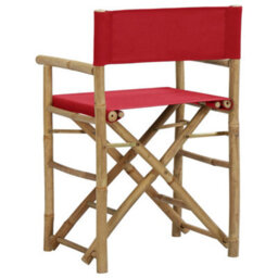 Berkfield Folding Director's Chairs 2 Pcs Red Bamboo And Fabric - thumbnail 5