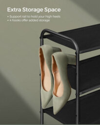 LEDREM Shoe Rack, 4-Tier Shoe Organiser, Fabric Shoe Shelf Storage With 4 Hooks, Holds Up To 20 Pairs Of Shoes,ink Black - thumbnail 6