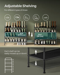 LEDREM Shoe Rack, 4-Tier Shoe Organiser, Fabric Shoe Shelf Storage With 4 Hooks, Holds Up To 20 Pairs Of Shoes,ink Black - thumbnail 4
