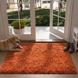 Oxford Homeware Shaggy Rug Anti-Slip Washable Soft Fluffy Living Room And Bedroom Rug (Rust, 50X80Cm) - thumbnail 1