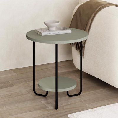 Fwstyle 2 Tier Round Ash Green Side Lamp Table - image 1