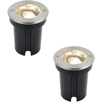 2 Pack Stainless Steel Ip67 Ground Light - 6W Warm White Led - Tilting Head - image 1