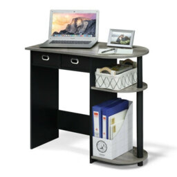 Walplus Furinno Go Green Home Laptop Notebook Computer Desk/table, French Oak Grey/black - thumbnail 2