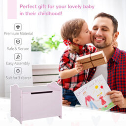 Homcom 40X60Cm Kids Storage Box Toy Organiser For Child 3 Yrs+ Bedroom Pink - thumbnail 4