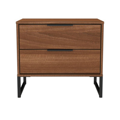 Beijing 2 Drawer Midi Bedside Cabinet In Noche Walnut (Ready Assembled) - image 1