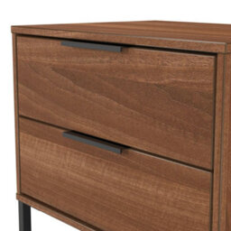 Beijing 2 Drawer Midi Bedside Cabinet In Noche Walnut (Ready Assembled) - thumbnail 4