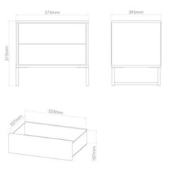 Beijing 2 Drawer Midi Bedside Cabinet In Noche Walnut (Ready Assembled) - thumbnail 6