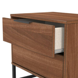 Beijing 2 Drawer Midi Bedside Cabinet In Noche Walnut (Ready Assembled) - thumbnail 5