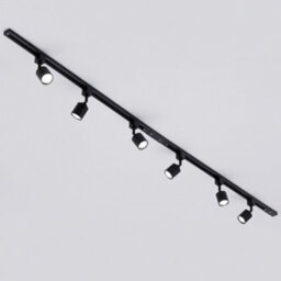 Litecraft Soho Black 6 Head 2M Straight Kitchen Track Light With Led Bulbs - thumbnail 2